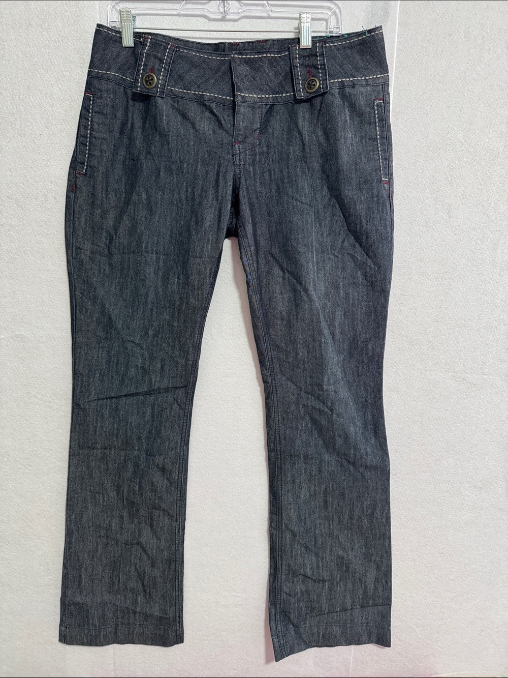 Tyte Jeans 90’s Low Rise Dark Gray Wide-Leg Jeans with Button Waist